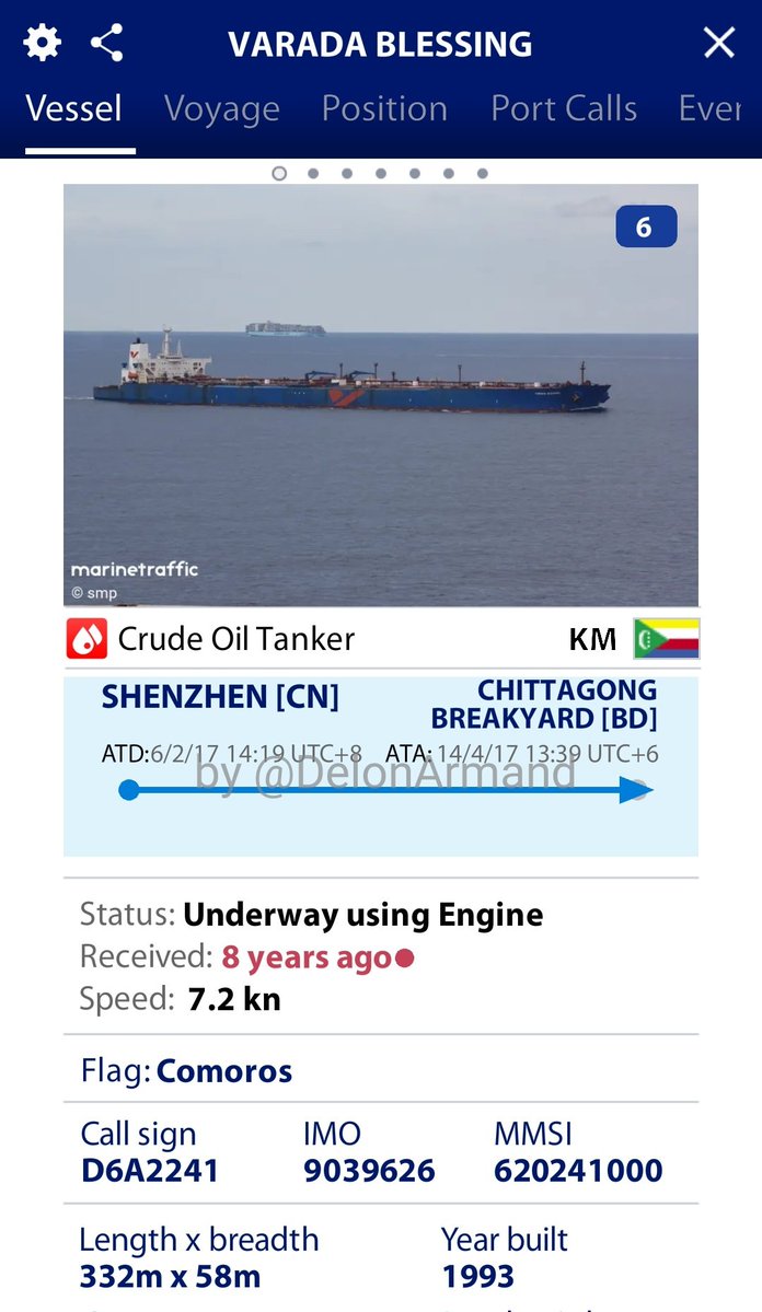 DelonArmand's tweet image. VARADA BLESSING a "zombie" VLCC arrived at the port of Jose, Venezuela from Singapore (dead in Bangladesh, 2017)
A good number of zombie, stealth, dark fleet ... vessels have arrived at Venezuelan terminals (see TL)
#tankers #Crudeoil #Crude