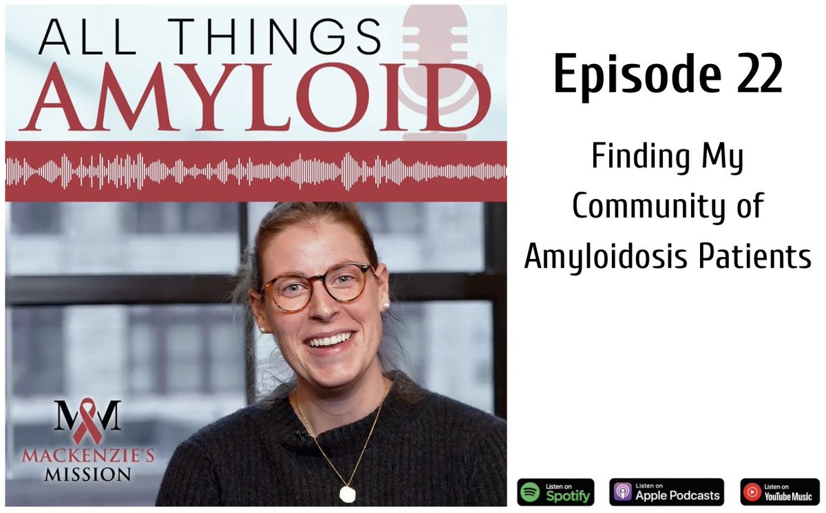 JUST DROPPED!  Podcast "Finding My Community of Amyloidosis Patients"
buzzsprout.com/2363720/episod…
Almost every amyloidosis patient will agree that they’d never heard the word ‘Amyloidosis’ until they were first diagnosed. Lack of awareness, in combination with Dr. Google, can leave