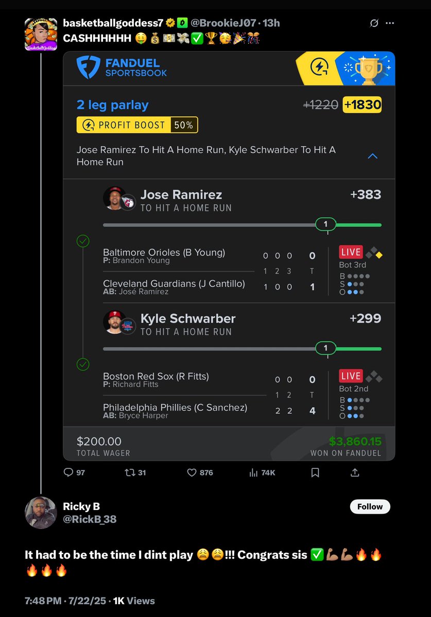 TheFav_orite's tweet image. Damn Ricky🤦🏻♂️you have to play every 1️⃣, every day🙌🏼☀️that’s what I do 😎🧠🫁 so you never miss the one winner🔥✅🎰 that will hopefully get me back to even🙌🏼. I’m only on my 4th bankroll 🔥💰💸since baseball started, waiting for the big one, it’s coming soon!🙏🏼#godplan