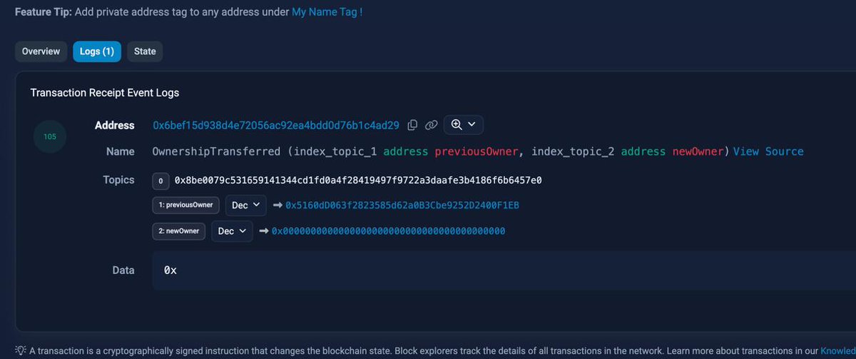 This last transaction also changed the owner to 0x-00 to make it completely decentralized 🍾
<a href="/SuccinctLabs/">Succinct</a>