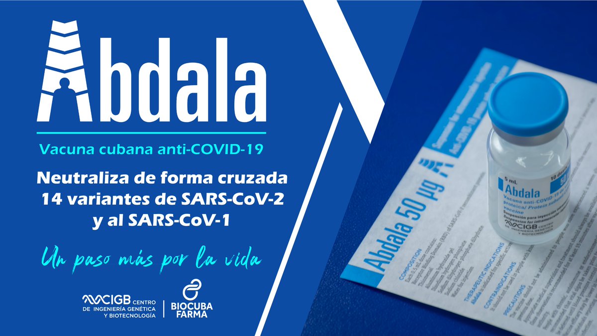 CIGBCuba's tweet image. Nuestra #vacuna #Abdala induce elevados niveles de anticuerpos contra múltiples variantes del SARS-CoV-2. No provoca reacciones adversas severas. Tiene una eficacia de 100 % para prevenir la severidad de la #COVID19 y la muerte por esta enfermedad. Es muy segura y eficaz.