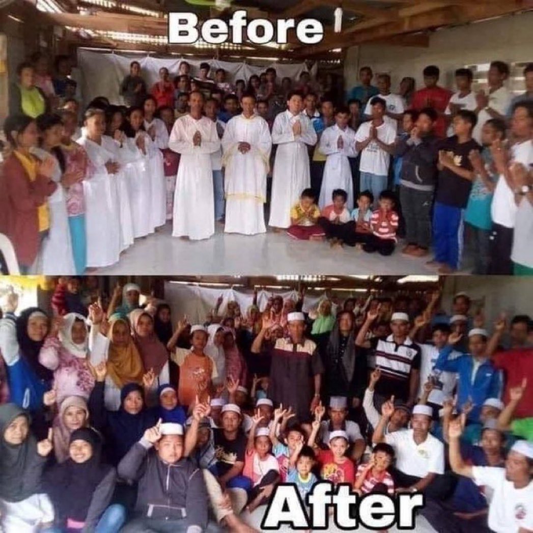 HalalNation_'s tweet image. The entire church in Philippines 🇵🇭 converts to Islam in ONE DAY 💕