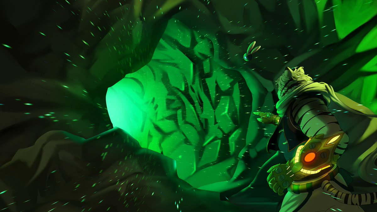 Some secrets are meant to be uncovered.
A cave pulsing with eerie green light lies ahead

What could it be?