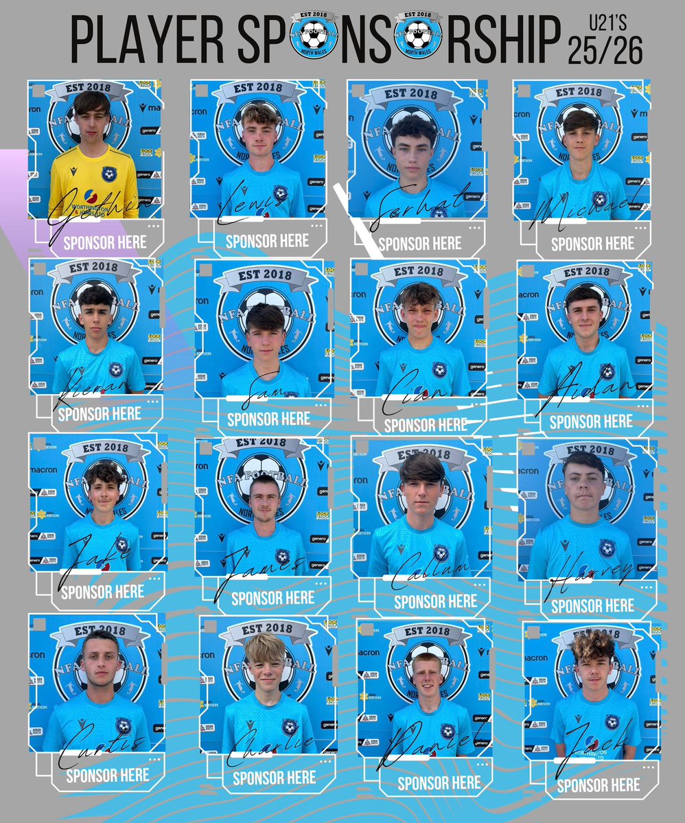 𝐏𝐥𝐚𝐲𝐞𝐫 𝐒𝐩𝐨𝐧𝐬𝐨𝐫𝐬𝐡𝐢𝐩𝐬 𝟐𝟓/𝟐𝟔 𝐒𝐞𝐚𝐬𝐨𝐧

1st team and U21s players available to sponsor ahead of the new season.

Sponsor will go on all social media post for the individual sponsored.

Please get intouch if you wish to sponsor 🫱🏻‍🫲🏼

#WeAreNFA 🏴󠁧󠁢󠁷󠁬󠁳󠁿 🩵🩶💜