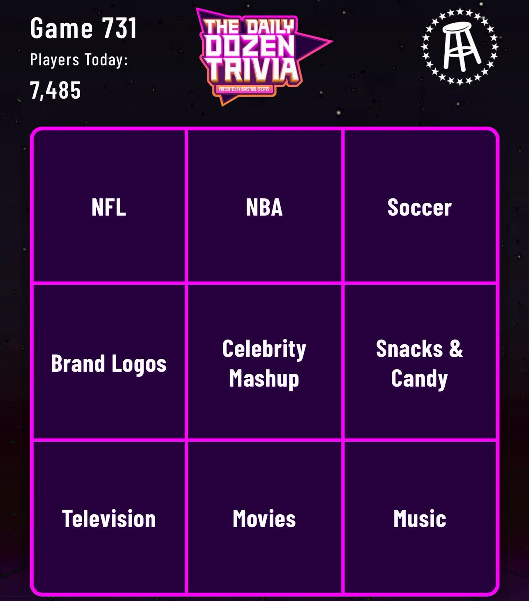 TheDozenTrivia's tweet image. Daily Dozen: 731 🚨
How many can you get right? A brand new Daily Dozen is out NOW!
REPLY or QUOTE TWEET with your score for the day! #TheDailyDozen @DechDotDev
Play now at DailyDozenTrivia.com
