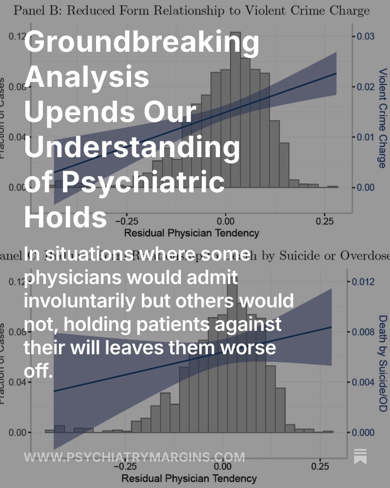 In situations where some physicians would admit involuntarily but others would not, holding patients against their will leaves them worse off.

My discussion of a new paper in the Federal Reserve Bank of New York Staff Reports 🔗👇🏽