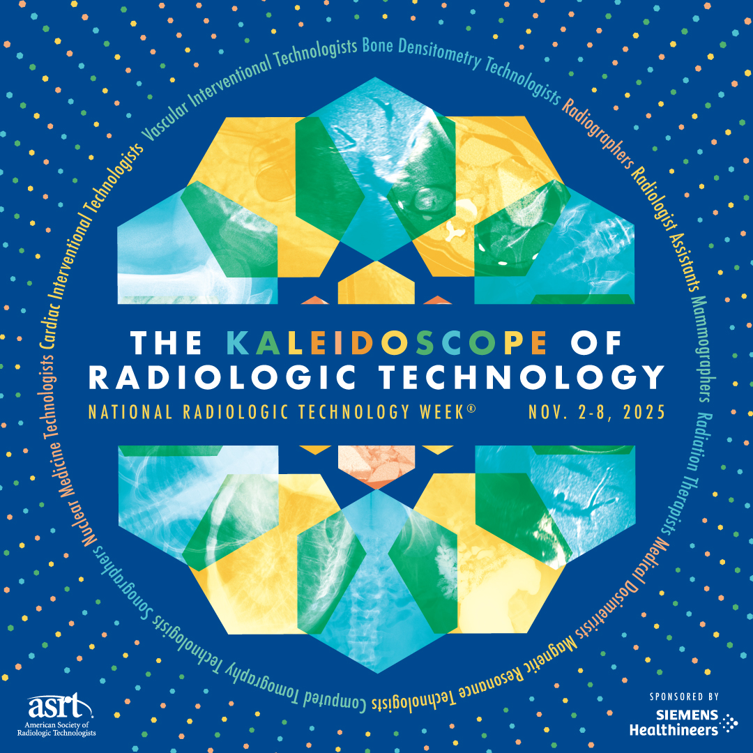 ASRT's tweet image. Get ready to shine for National Radiologic Technology Week® 2025! Mark your calendars for Nov. 2-8 and join the NRTW® annual celebration. This year’s theme, “The Kaleidoscope of Radiologic Technologists,” reflects the dynamic and colorful nature of our profession. Thanks to…