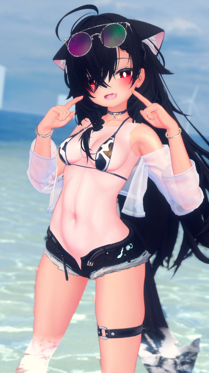 o_baka3's tweet image. 夏休みに祖父母の家へ遊びに行ったら近所にいた女の子をイメージしてるけど、開放的過ぎるねー

#VRChat