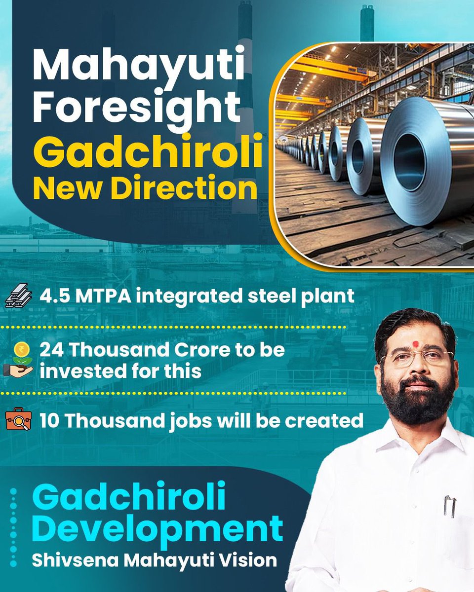 effucktivehumor's tweet image. A big steel plant is coming to Gadchiroli, bringing jobs and new opportunities.