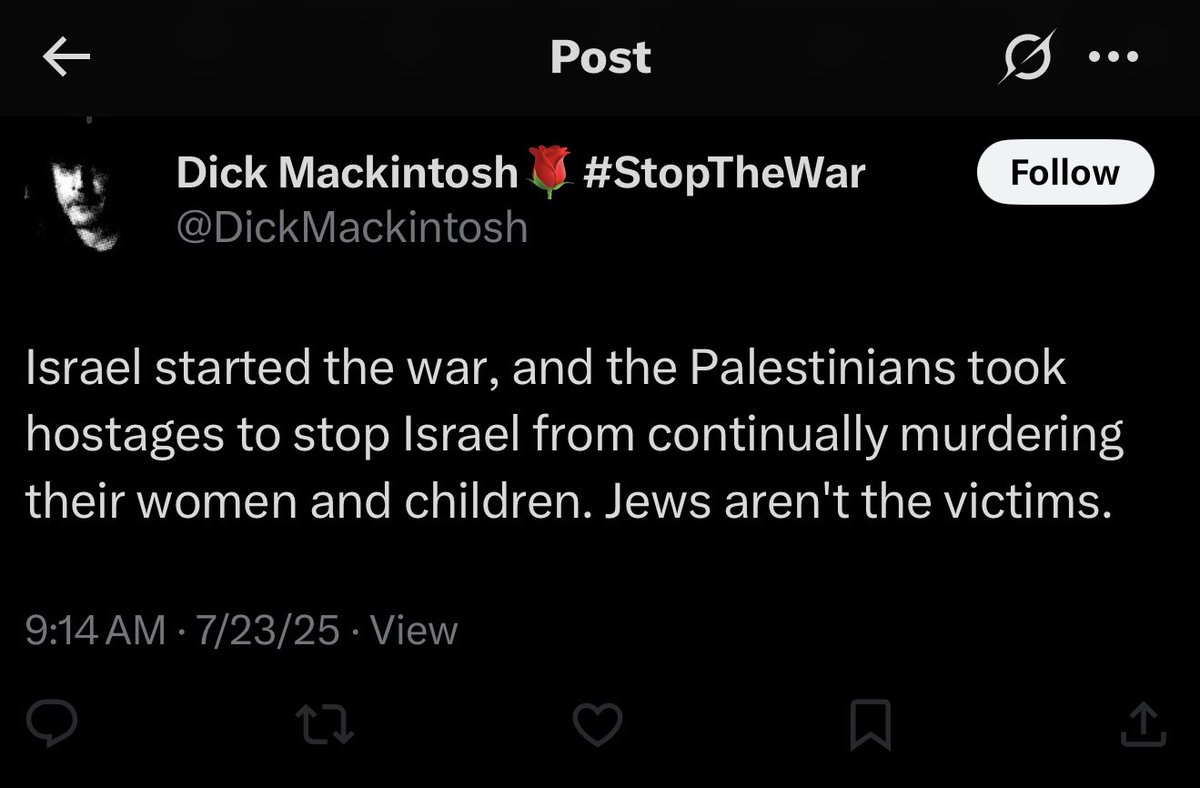 SFODawg's tweet image. This coward distorts reality where rockets are fired into Israel daily and where on October 7th Israel was invaded, had innocent civilians raped, murdered and kidnapped, and claims Israel started the war, then blocks me and trines off replies.