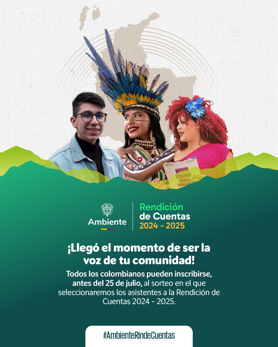MinAmbienteCo's tweet image. 🌿 ¡La Rendición de Cuentas 2024–2025 del @MinAmbienteCo será con las comunidades y desde los territorios!
📣 Inscríbete antes del 25 de julio y sé una de las voces que nos acompañará en este espacio de diálogo colectivo.
🔗 forms.office.com/pages/response…
#AmbienteRindeCuentas 🌎