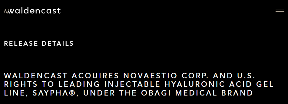 drewfallon12's tweet image. WALDENCAST (OWNER OF Obagi & Milk Makeup) TO ACQUIRE NOVESTIQ FOR UP TO $30M
Yet another beauty deal - but this one comes with a unique structure
Novaestiq is a brand focused on injectable gels, notably Saypha - a fast growing segment that sits nicely with Obagi's…