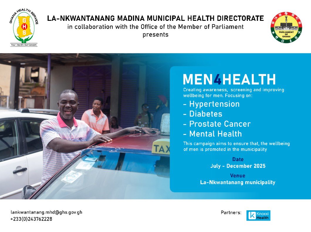 💙 Men’s health matters too!

I’m proud to support the launch of the MEN4HEALTH Campaign, an important step towards creating awareness, screening, and improving the wellbeing of men in our community.

We’re focusing on:
✅ Hypertension
✅ Diabetes
✅ Prostate Cancer
✅ Mental