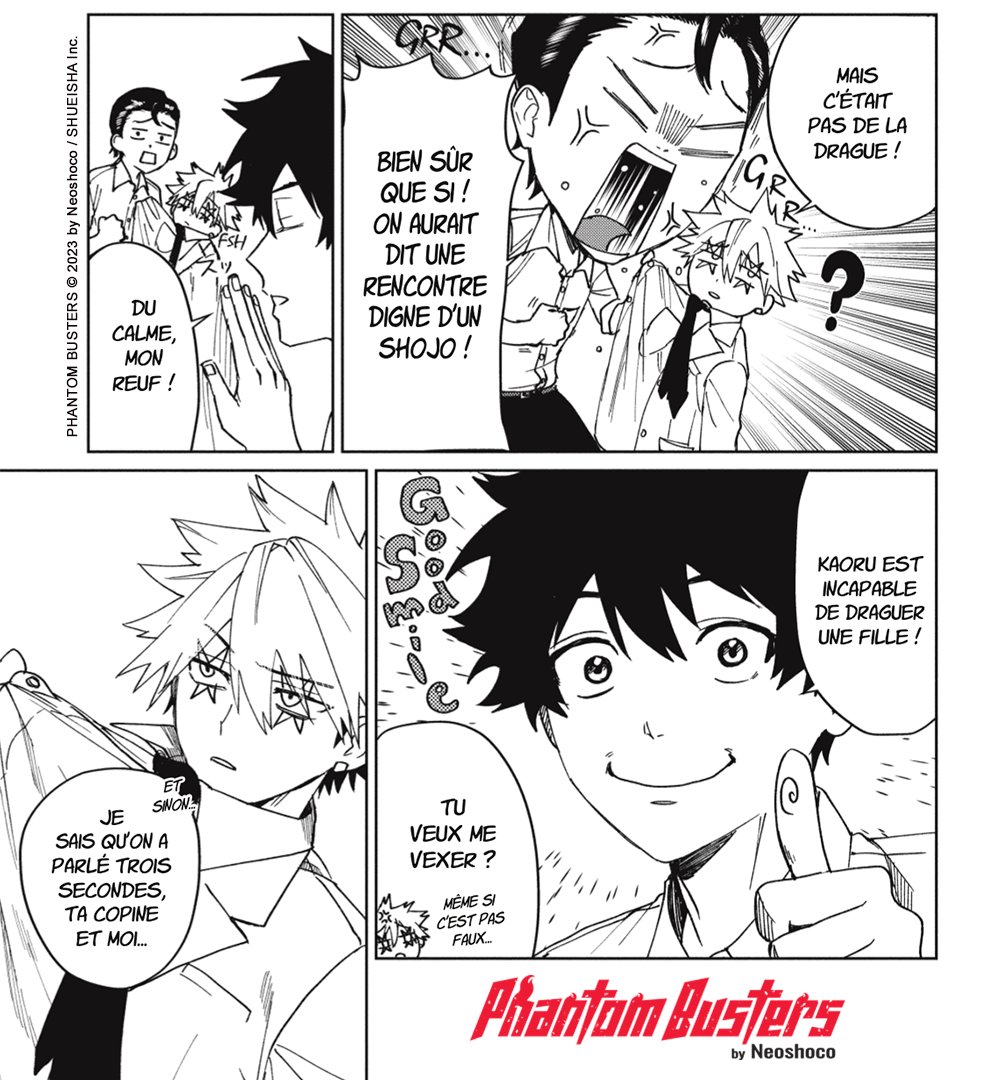 ki_oon_Editions's tweet image. Les ennuis commencent… tout ça à cause d’un manga !
Heureusement que Mogari est là pour sauver la mise… enfin, peut-être pas 😬
👉 Le tome 3 de "Phantom Busters" débarque le 4 septembre