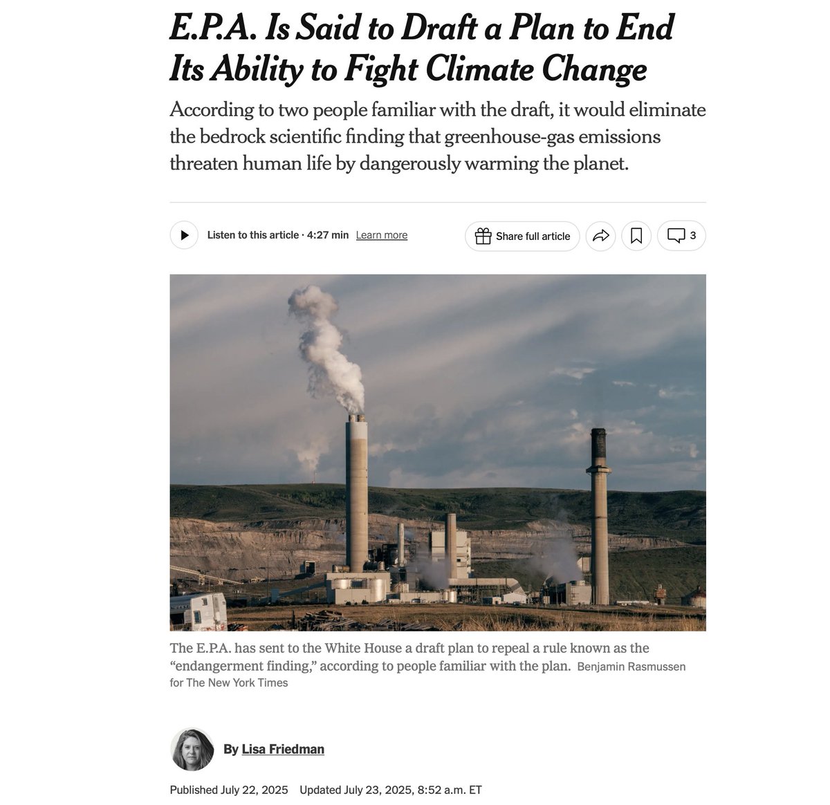 JunkScience's tweet image. Things are looking up for the quick-and-easy termination of the endangerment finding:
"In calling to repeal the endangerment finding, the draft E.P.A. rule does not appear to focus on the science or try to make the case that fossil fuels aren’t warming the planet."
The 2009…