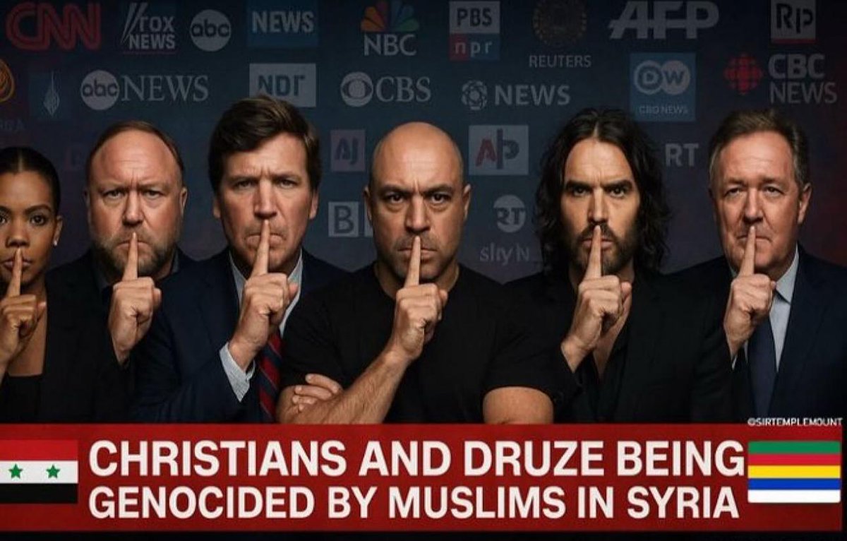 thewebbie's tweet image. *Isn’t it interesting*⁉️
All these people who are so critical of Israel are suddenly silent when it comes to the atrocities being committed against Christians and Druze in Syria.
They have nothing to say.
No tweets. No marches. No viral videos. No “All Eyes on Sweida.”
_Because…