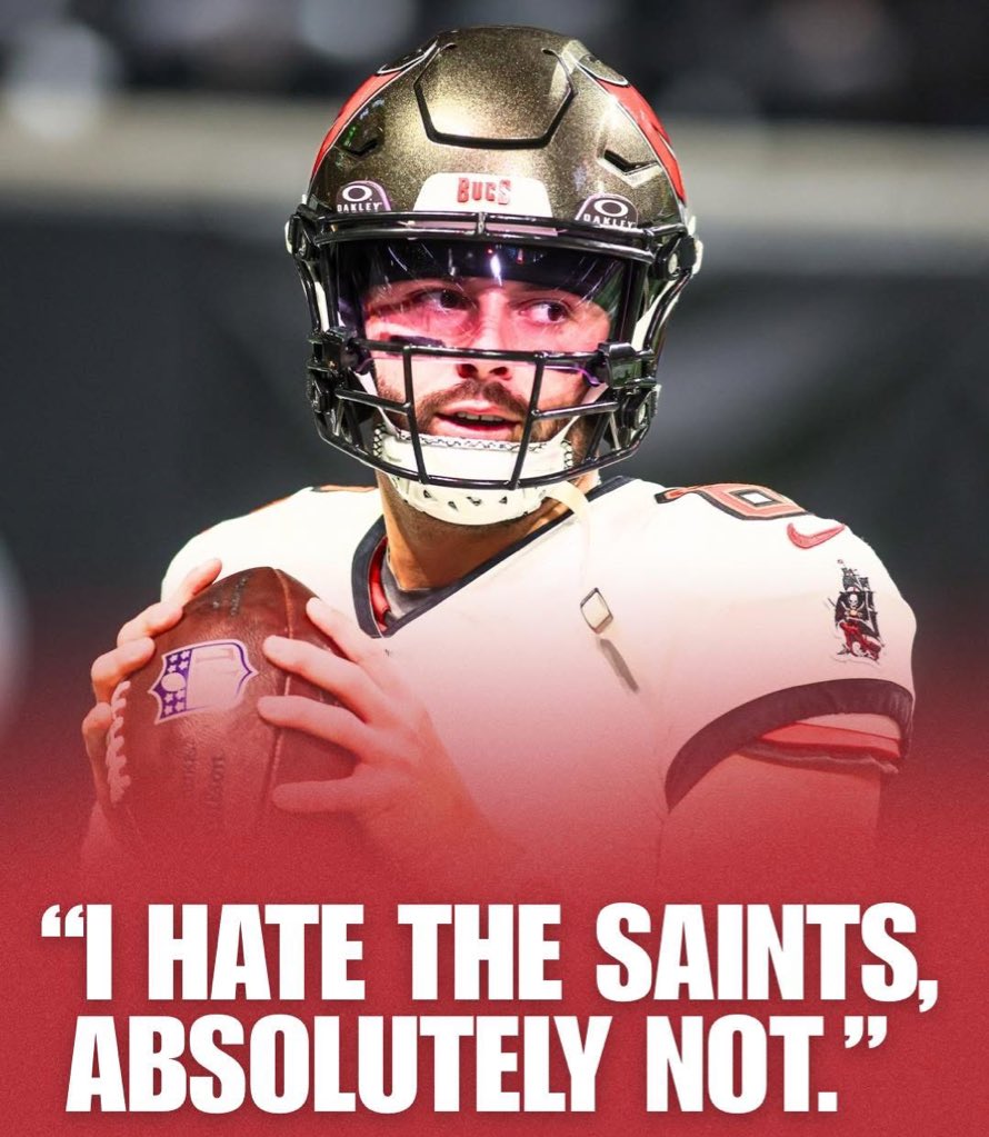 MuseBaker's tweet image. Baker Mayfield when asked if he felt bad about forcing Mike Evans 1,000th yard at the end of the Saints game last season:
😂