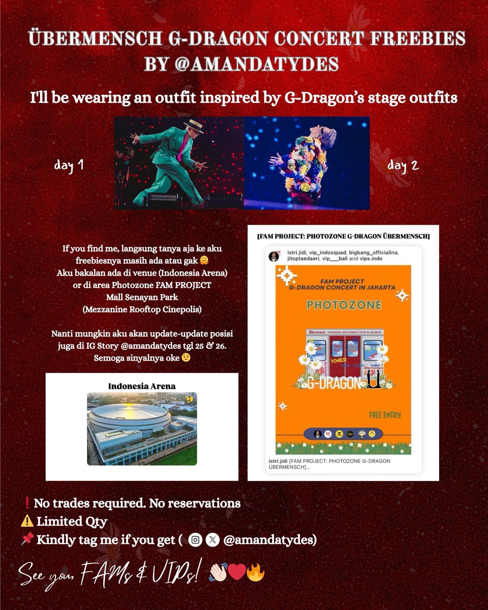 Amanda Desty (@amandatydes) on Twitter photo ๐ รBERMENSCH G-DRAGON CONCERT FREEBIES BY @AMANDATYDES ๐
๐ July 25 & 26, 2025
๐ Just say hi to me, show me this post & collect ur ๐ผDaisy Blind Pouch
โNo trades required. No reservations
โ ๏ธ Limited Qty
๐ Kindly tag me if u get
See you FAMs VIPs!๐๐ปโค๏ธโ๐ฅ
#GDragonInJakarta ๐ รBERMENSCH G-DRAGON CONCERT FREEBIES BY @AMANDATYDES ๐
๐ July 25 & 26, 2025
๐ Just say hi to me, show me this post & collect ur ๐ผDaisy Blind Pouch
โNo trades required. No reservations
โ ๏ธ Limited Qty
๐ Kindly tag me if u get
See you FAMs VIPs!๐๐ปโค๏ธโ๐ฅ
#GDragonInJakarta