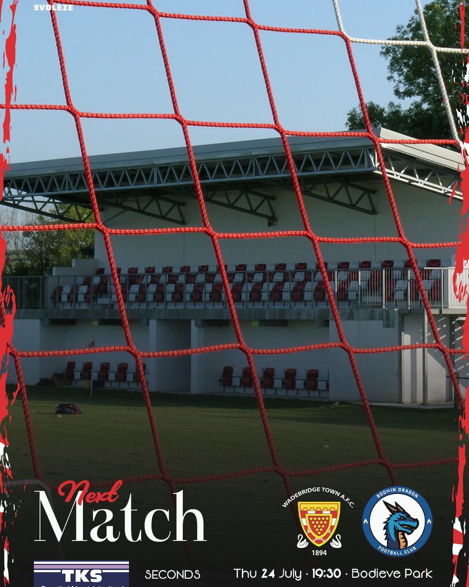 WadebridgeTown's tweet image. #NextUp the #2ndTeam welcome the Dragon’s for a #PreSeasonFriendly & #LocalDerby on Thursday evening
🆚 Home to Bodmin Dragon FC
🏆 Pre Season Friendly
📅 Thursday 24/07/25
📍 Bodieve Park, PL27 6EA
🕒 19:30
#utbb #wadebridgetown #thebridgers #stpiranleague #cornwallfootball