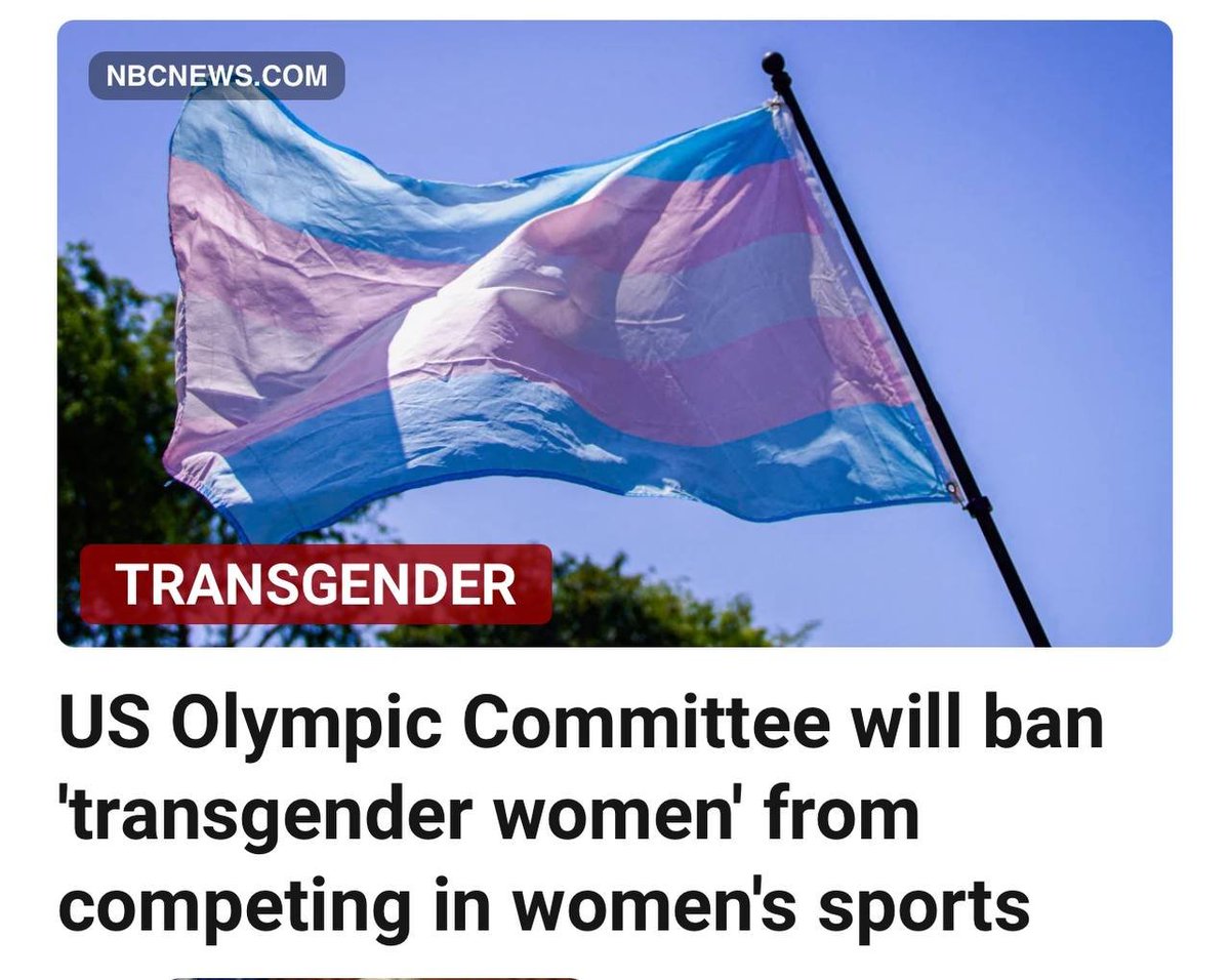 MelissaRedpill's tweet image. Thank the Lord the world is returning to sanity!!
JUST IN - U.S. Olympic & Paralympic Committee bans "transgender women" from competing in women's sports.