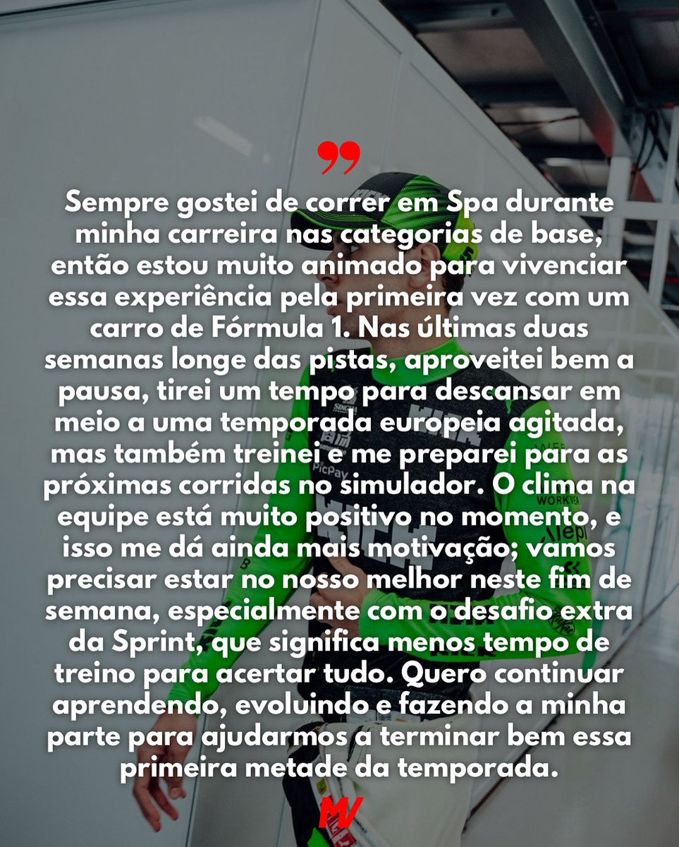 MundodaVelocida's tweet photo. Gabriel Bortoleto na prévia da Sauber para o GP da Bélgica. 

#Formula1 #FormulaOne #GabrielBortoleto #BelgianGP
Imagem: Stake F1 Team https://t.co/hNXngK1FaZ