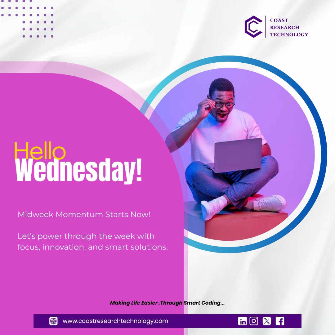 coast_research's tweet image. 👋 Hello Wednesday!
Midweek momentum is in full swing.
Let’s build, fix bugs, deploy smarter, and finish strong 💻💥
#HelloWednesday #MidweekVibes #SmartCoding
#CoastResearchTech #KeepPushing #Coastechy