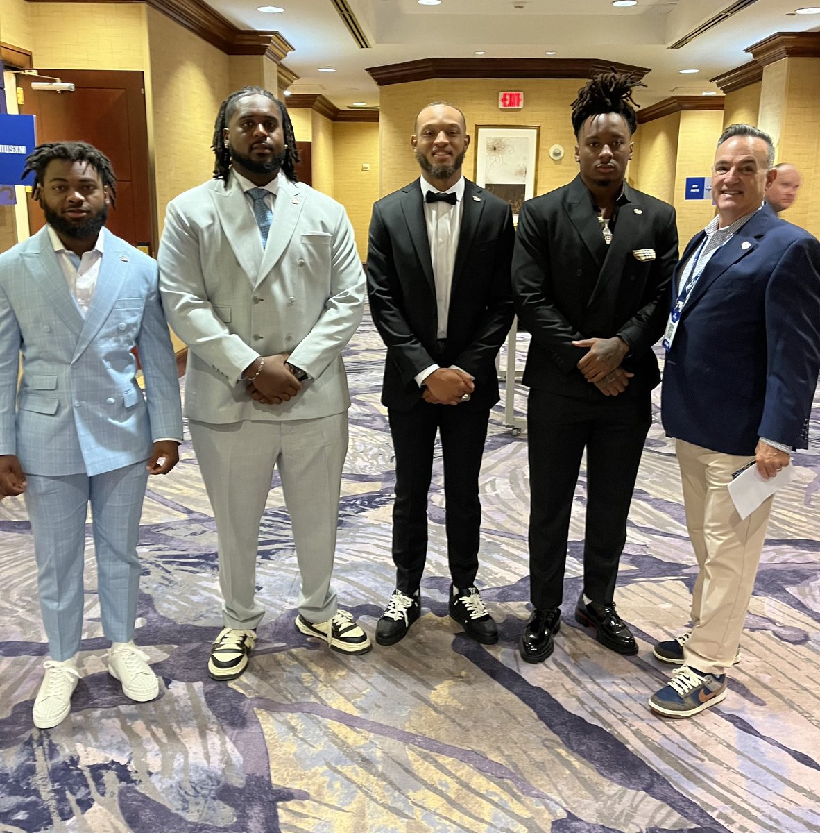 DfabeSB's tweet image. Pleasure spending time with Coach Narduzzi and the Pitt Panthers at ACC Media Days. @K_009r @fastboidez @LyndonCooper5 @JavonMcIntyre2 @seniorbowl