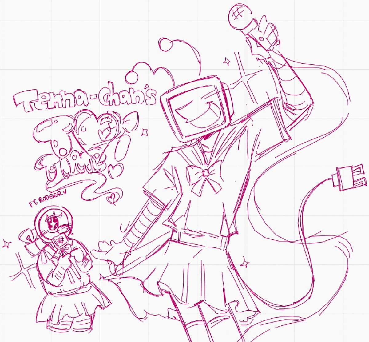 mochakofe's tweet image. drawing with @GlistenHater awakened something within me. everyone must see animefied tenna and rodger now.
#deltarune #tennaDeltarune #dandysworldrodger