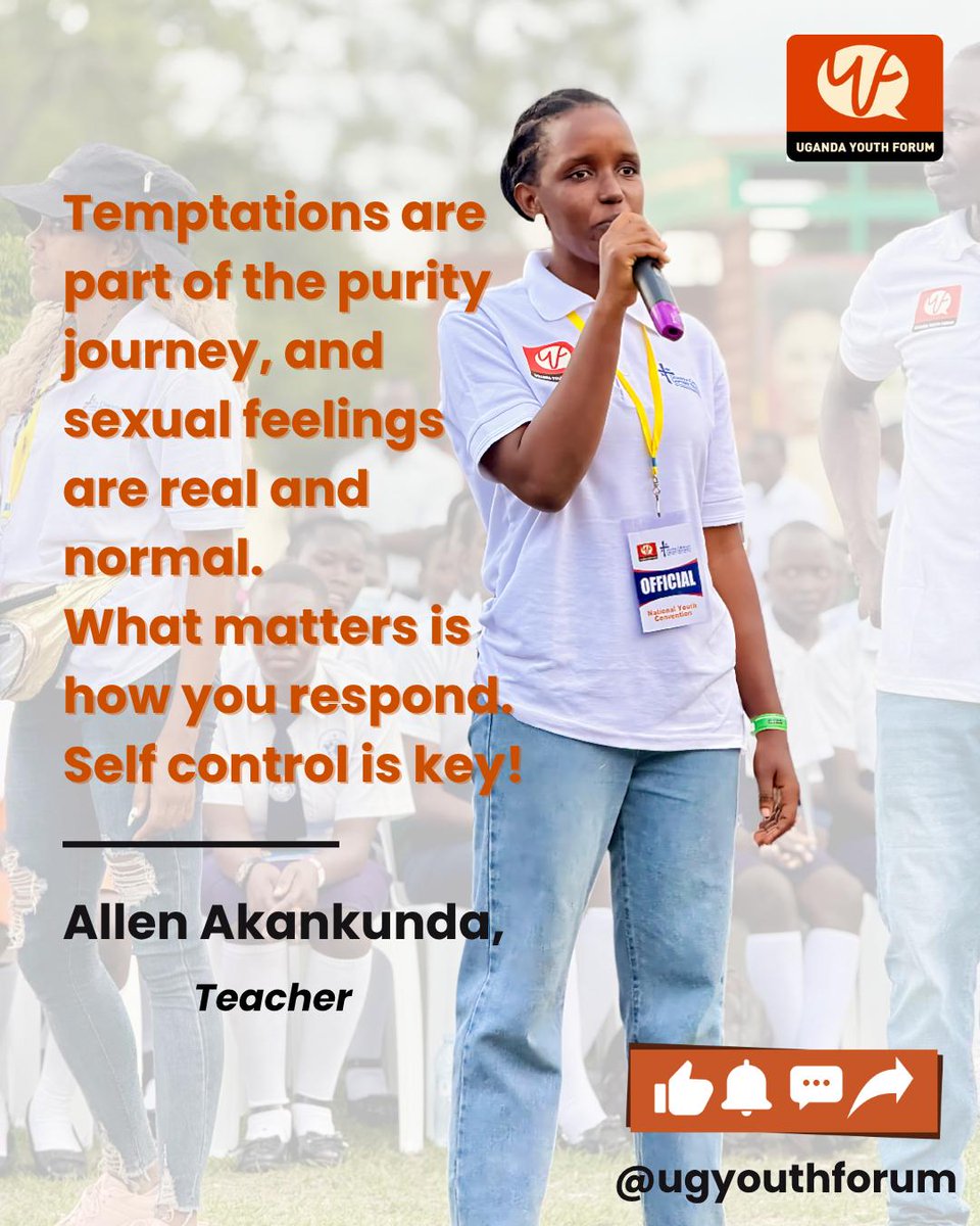 UgYouthForum's tweet image. “Temptations are real. Feelings are real. But so is your power to choose.
Self-control isn’t old-fashioned ”
Thank you @akankundallen for this reminder!
#NationalYouthConvention #PurityJourney #YouthEmpowered #ChristianYouth #SelfControl