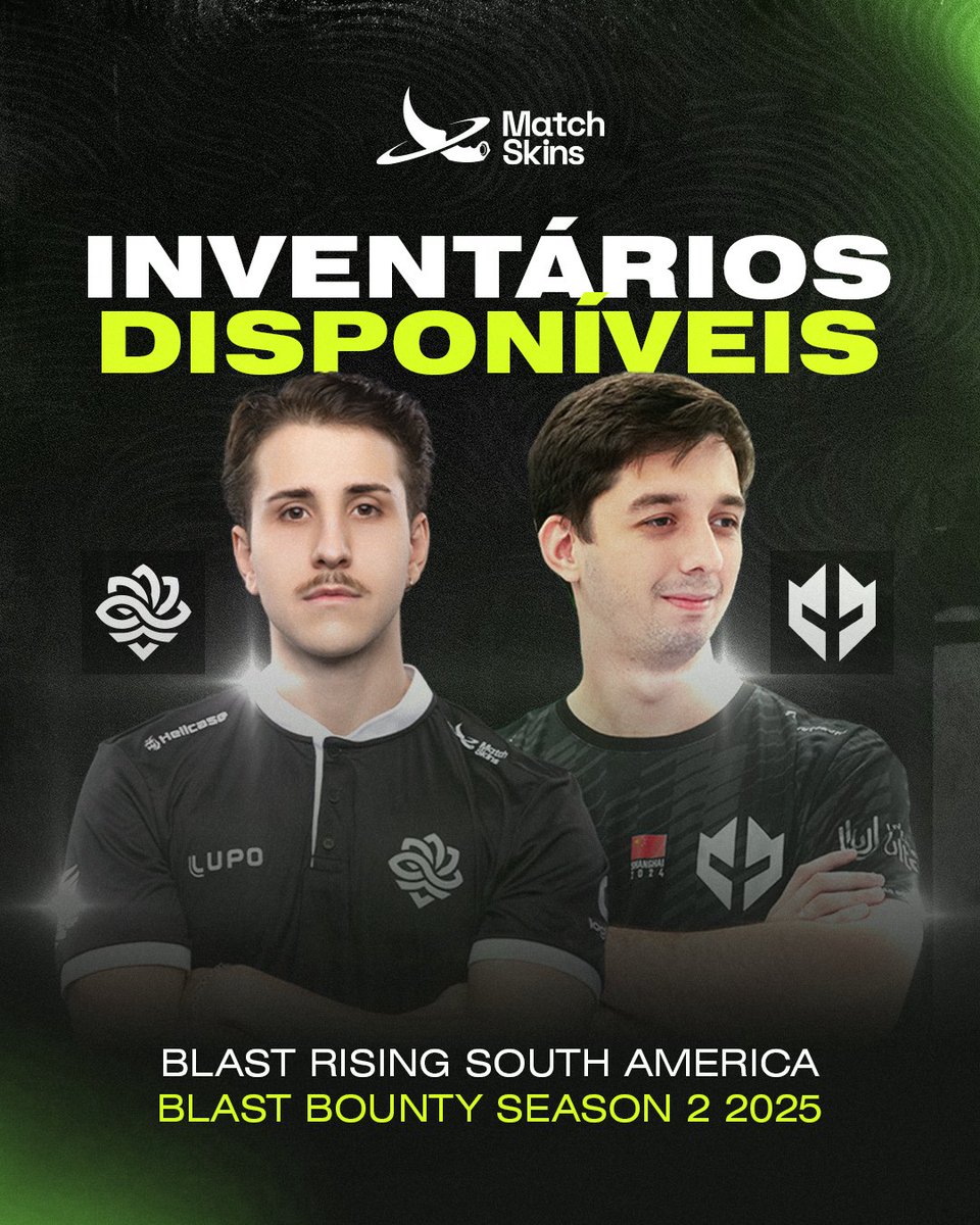MatchSkins's tweet image. Estamos com inventários disponíveis para dois torneios 🔥
Você pode equipar sua skin na mão de jogadores profissionais no BLAST RISING SOUTH AMERICA e no BLAST Bounty Season 2 2025!
Eternize sua skin em: matchskins.com.br/pt-BR/tourname…