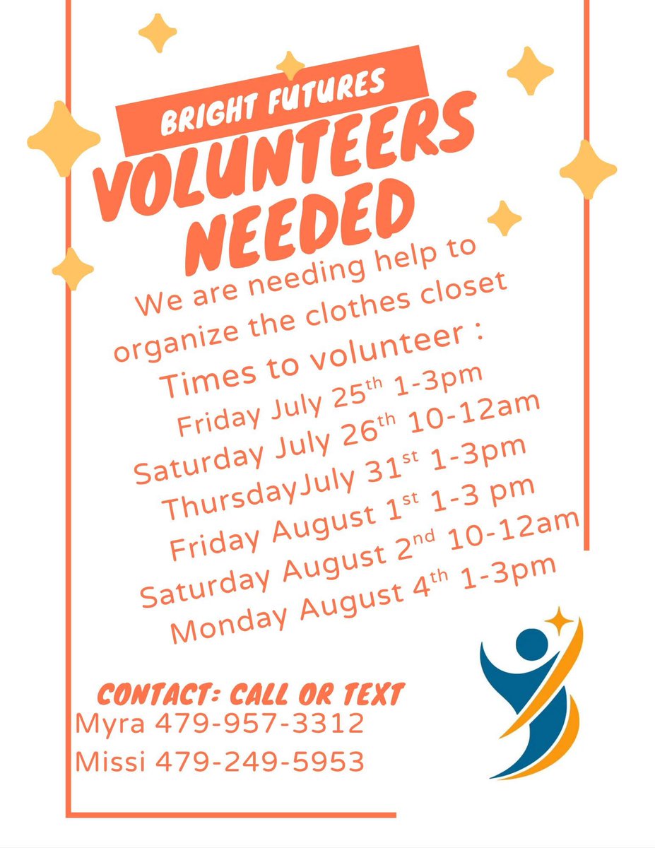 Bright Futures West Fork needs your help to get ready for the needs of their kids!👚👕👖🧥
. . .
#BrightFuturesWestFork #BrightFuturesArkansas #EveryChildNeedsAChampion #BrightFuturesUSA