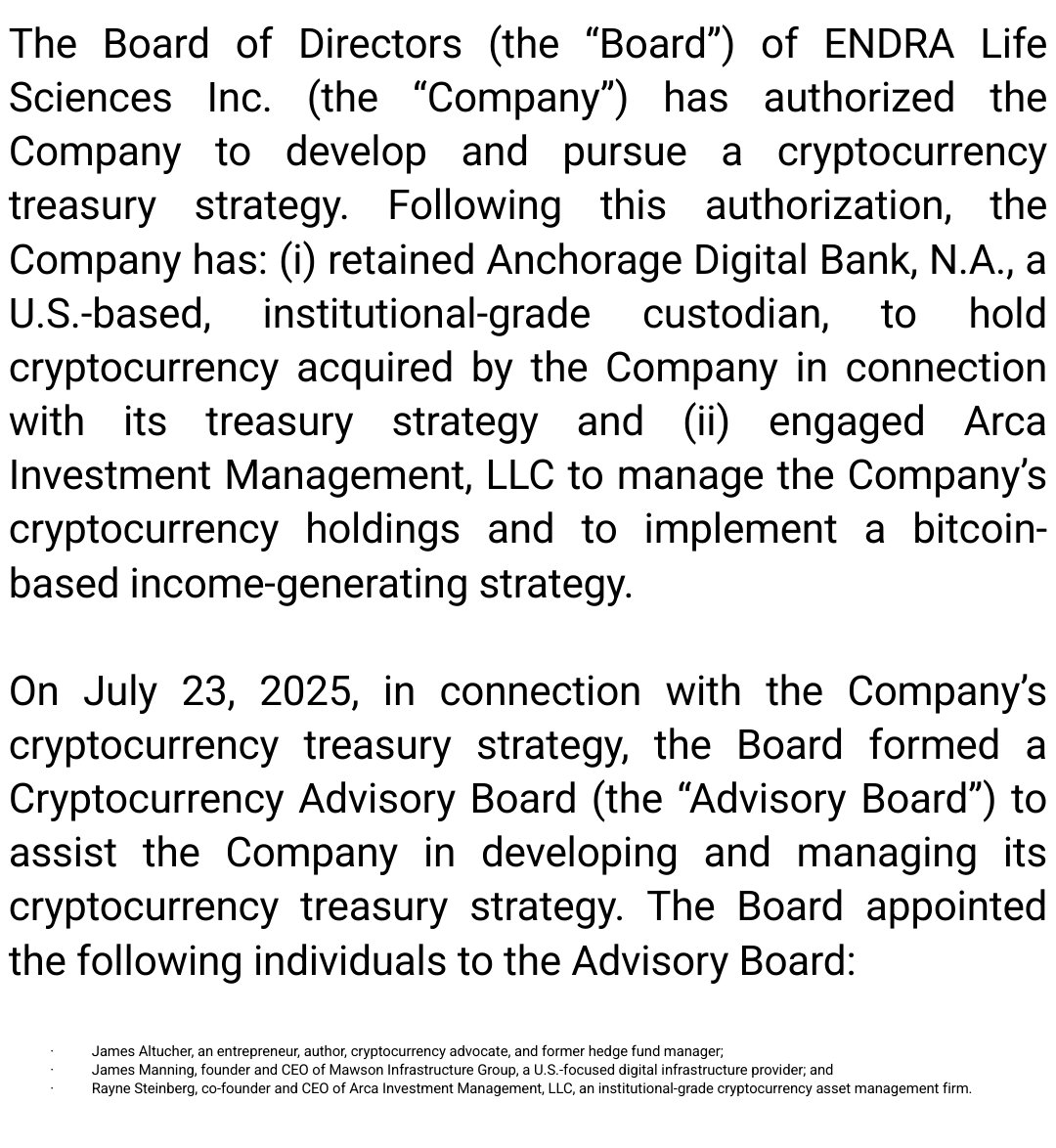 btcNLNico's tweet image. 🇺🇸 ENDRA Life Science to adopt a crypto treasury strategy and implement a implement a #bitcoin-based income-generating strategy.