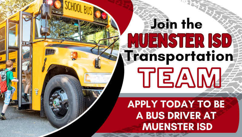 Join our team at Muenster ISD for the 2025-2026 school year as a MISD bus driver! Apply today at muensterisd.schoolspring.com

#GreatThingsatMISD

#misdtraditionofsuccess