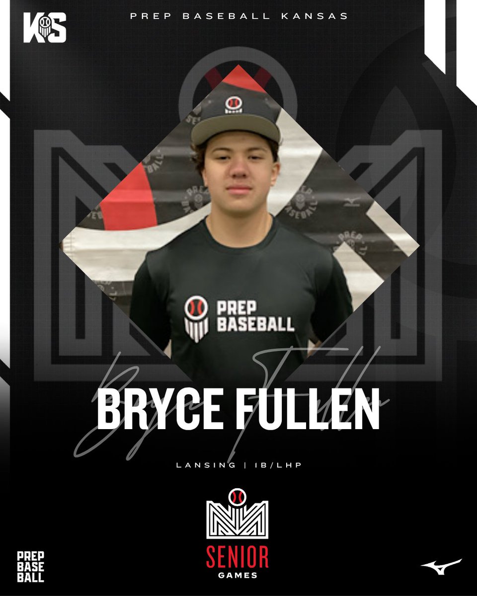 PrepBaseballKS's tweet image. 𝗜𝗡𝗩𝗜𝗧𝗘 𝗔𝗖𝗖𝗘𝗣𝗧𝗘𝗗 ✅
1B/LHP Bryce Fullen (Lansing) is locked to represent Team Kansas at the 2025 Prep Baseball Central Super Senior Games in Kansas City! #CSSrG25
👤: loom.ly/zjd3kJc // @BryceFullen24