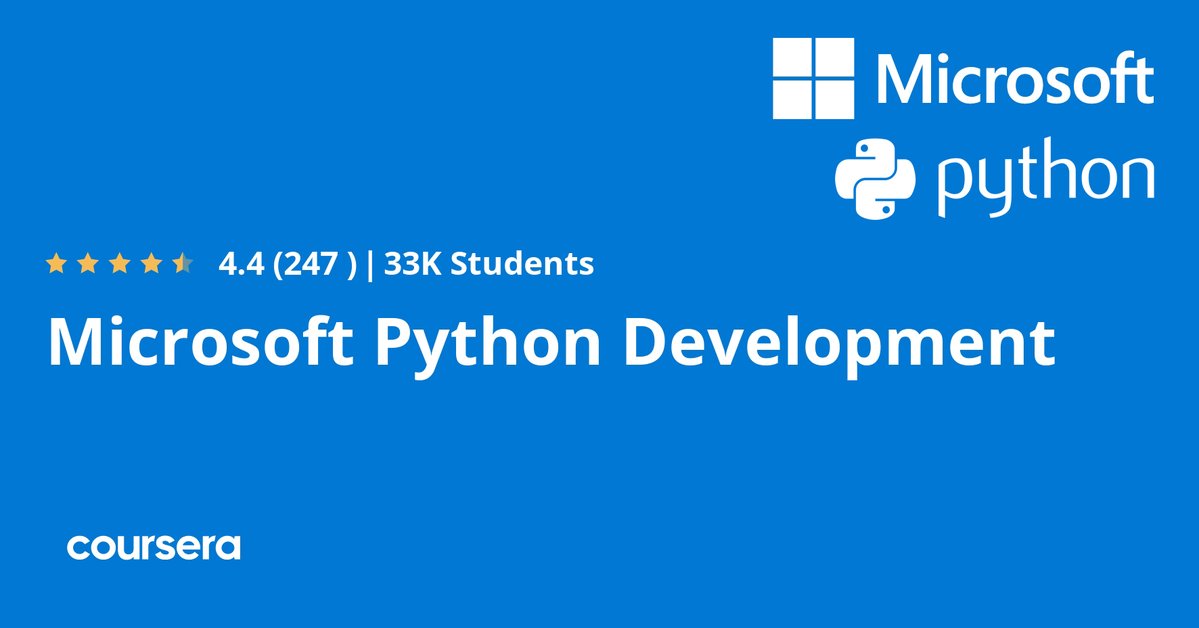 Microsoft ha lanzado su certificación profesional de Python!

📚 Desde fundamentos a desarrollo de proyectos
🗓️ 4 meses, 6 cursos y 84 horas en material
💼 Sin experiencia previa y pensada para dar el salto al mundo laboral

mouredev.link/microsoftpython

Y una cosa más ↓