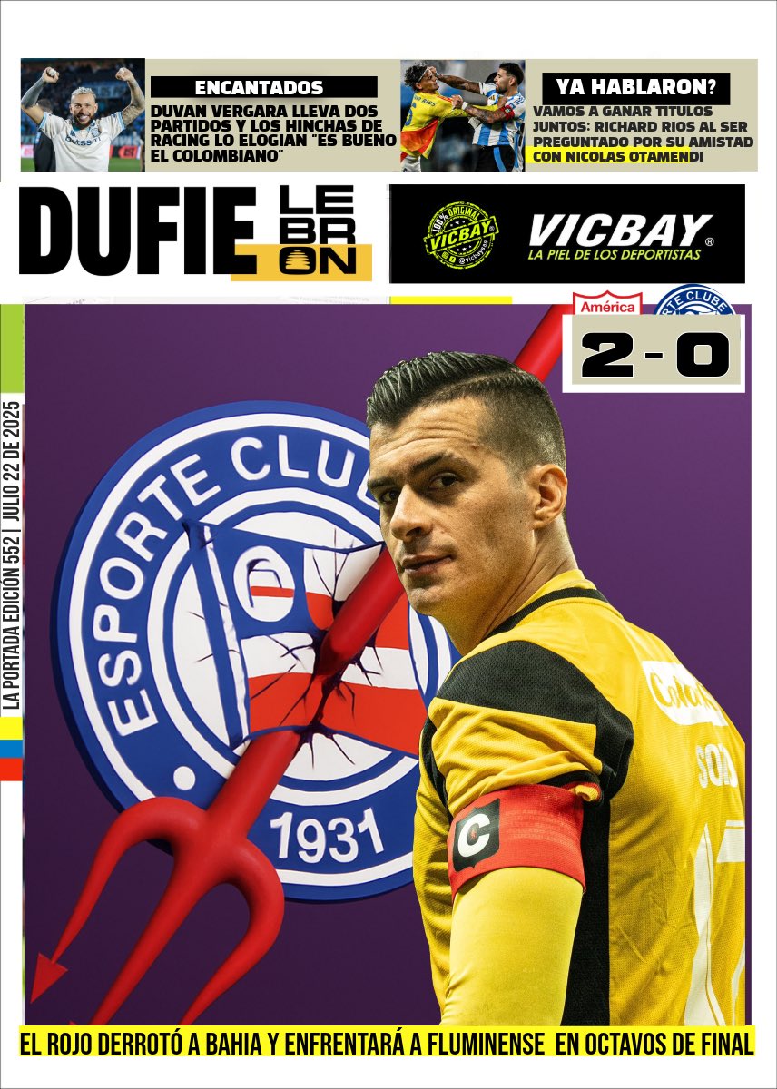 🗞️📰LA PORTADA 📰🗞️
😏
👉🏾😎| América de cali ganó 2-0 y se metió a octavos de final de la sudamericana.