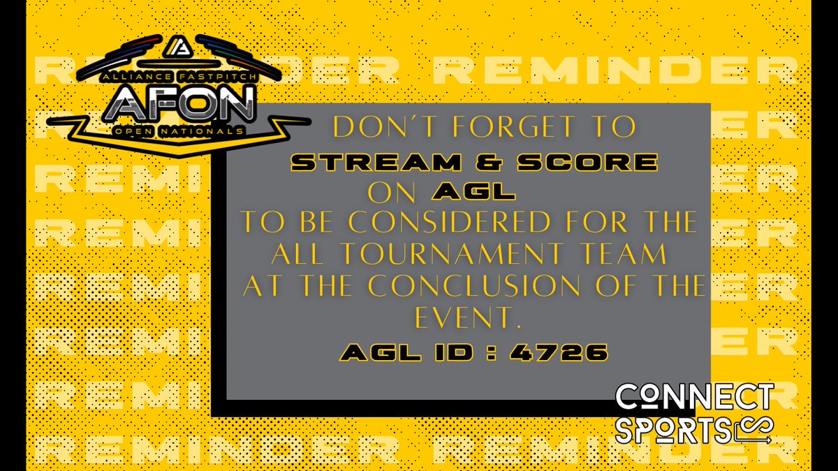 Connect Sports (@connectsports_) on Twitter photo ‼️YOU MUST STREAM AND SCORE TO BE CONSIDERED FOR THE ALL TOURNAMENT TEAM #AtTheAFON Chatt ‼️
<a href="/AllianceOpenNat/">Alliance Fastpitch Open Nationals</a> <a href="/thealliancefp/">The Alliance Fastpitch</a> <a href="/AGLSoftball/">AthletesGoLive Softball</a> <a href="/AthletesGoLive/">AthletesGoLive</a>
#Softball #Chattanooga #Alliance #Nationals ‼️YOU MUST STREAM AND SCORE TO BE CONSIDERED FOR THE ALL TOURNAMENT TEAM #AtTheAFON Chatt ‼️
<a href="/AllianceOpenNat/">Alliance Fastpitch Open Nationals</a> <a href="/thealliancefp/">The Alliance Fastpitch</a> <a href="/AGLSoftball/">AthletesGoLive Softball</a> <a href="/AthletesGoLive/">AthletesGoLive</a>
#Softball #Chattanooga #Alliance #Nationals