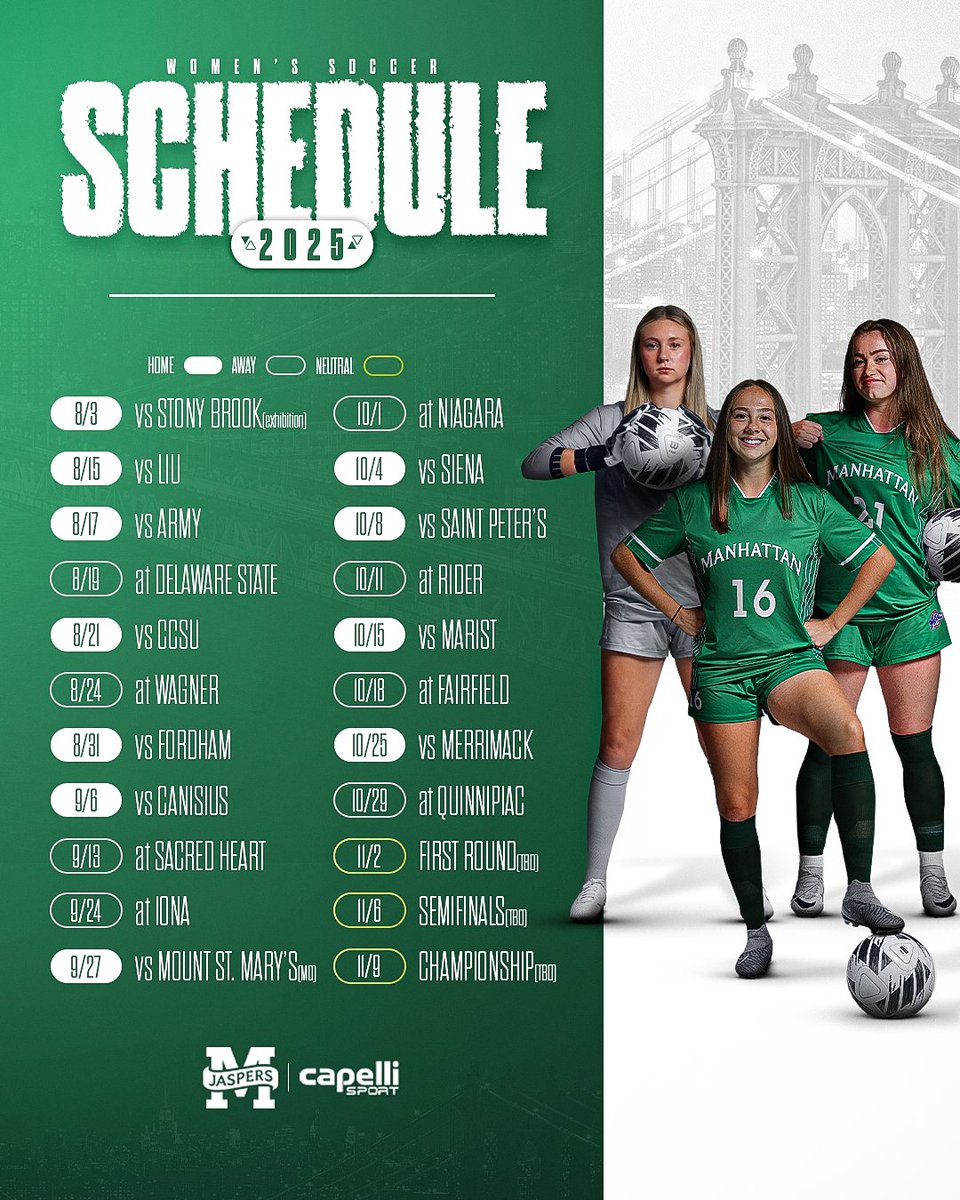 JaspersWSOC's tweet image. ✏️: MARK THOSE CALENDARS 📅

Our 2025 Schedule has been released ‼️

🔗: bit.ly/4f5qXxl

#GoJaspers | #AllTogetherNow 🟢⚪️