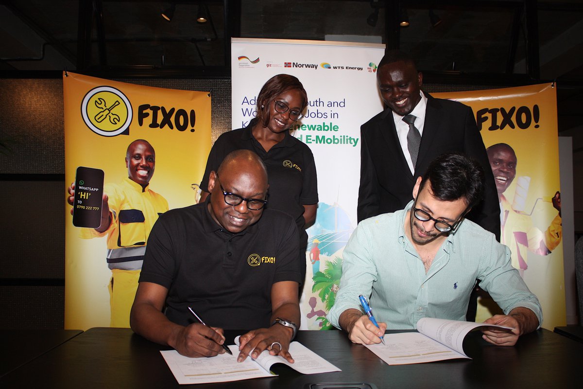 LNyakundi's tweet image. Excited to announce that @FixoSolutions and @WTSEnergyKenya  Foundation have formalized a partnership that will see newly trained solar installation technicians access employment opportunities through Fixo’s e-hailing services platform.  The platform is a first of its kind in…