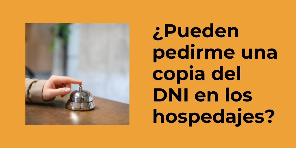 El DNI incluye información como la foto, la fecha de caducidad o el nombre de los padres, cuyo tratamiento incrementa el riesgo de suplantación de identidad.

❌Informamos de que no está permitido realizar una copia del DNI o pasaporte en los hospedajes: aepd.es/prensa-y-comun…