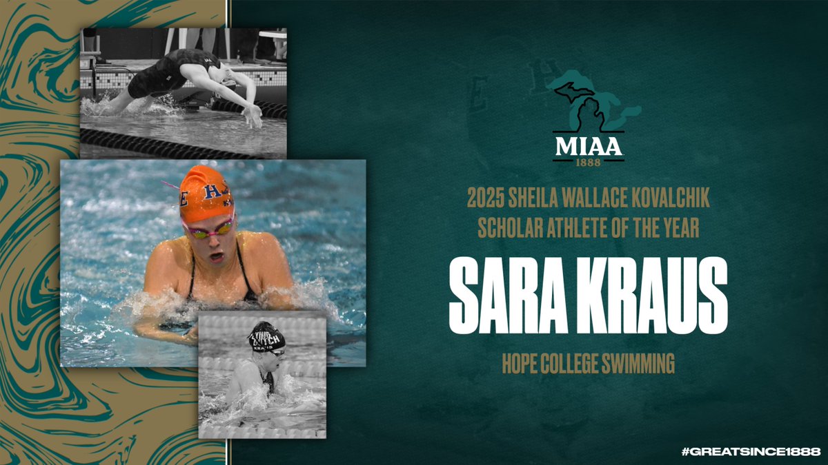 Champion in Every Lane: Hope’s Sara Kraus Named Sheila Wallace Kovalchik Scholar Athlete of the Year ✨

READ -- bit.ly/4f66wjR

#D3MIAA #MIAAswimdive #GreatSince1888 <a href="/HopeAthletics/">Hope College Athletics</a>