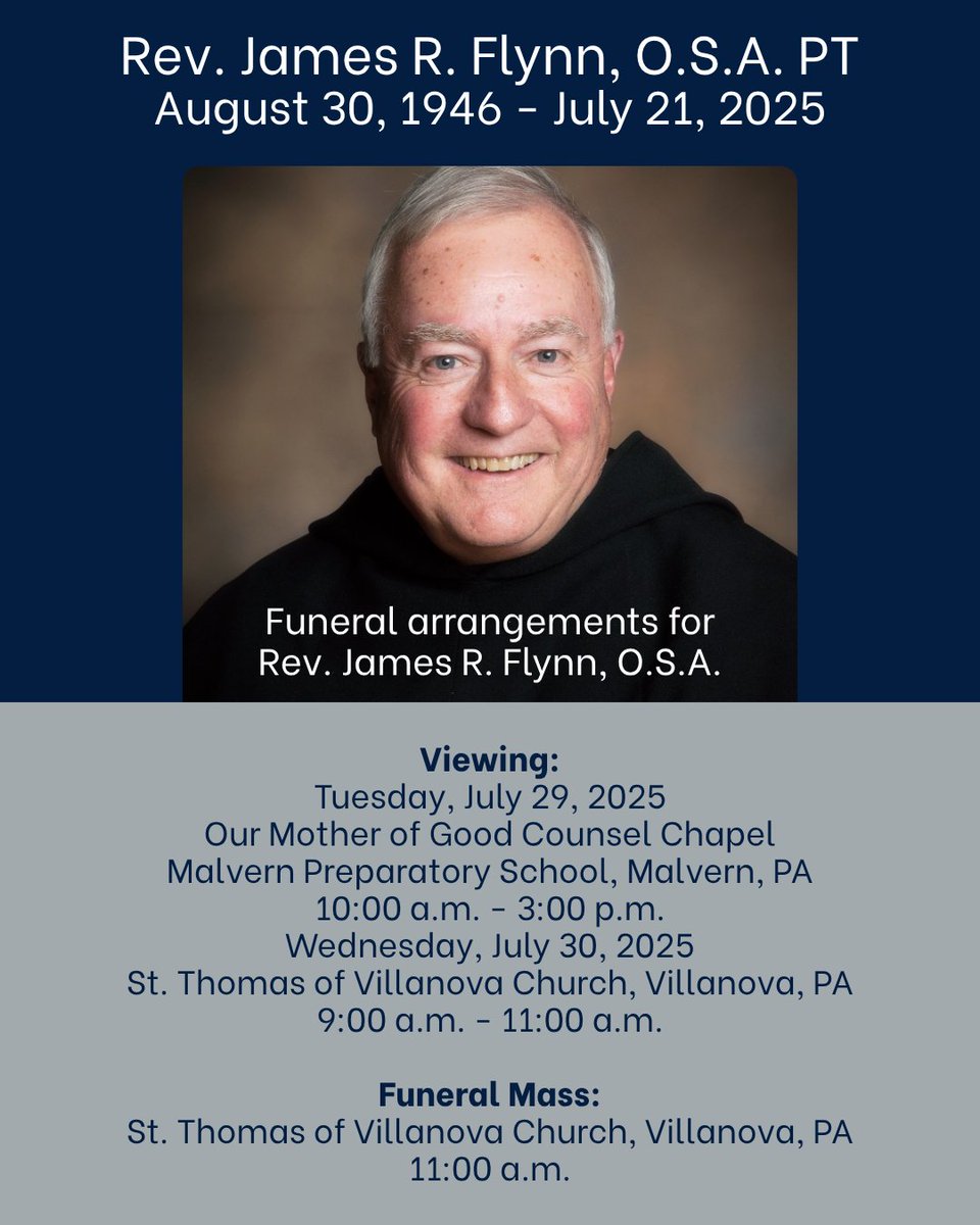Join us as we celebrate a life well-lived in service to God and the Malvern Prep Community. ow.ly/gVA850WtXjW
