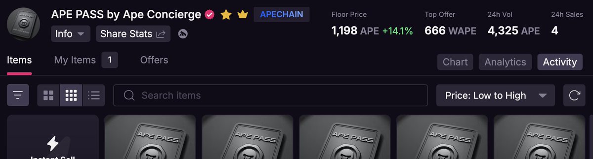 ApeConcierge's tweet image. Gm - 4 sales in the last 24 hours...things are hotting up!
magiceden.io/collections/ap…