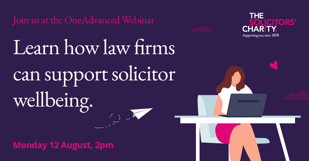 📣 Join us and OneAdvanced on Monday 12 August at 2pm for a live session on how law firms can build healthier, more resilient teams. We’ll share real stories, practical tips, and how your firm can make a difference. Find out more: thesolicitorscharity.org/article/oneadv…
