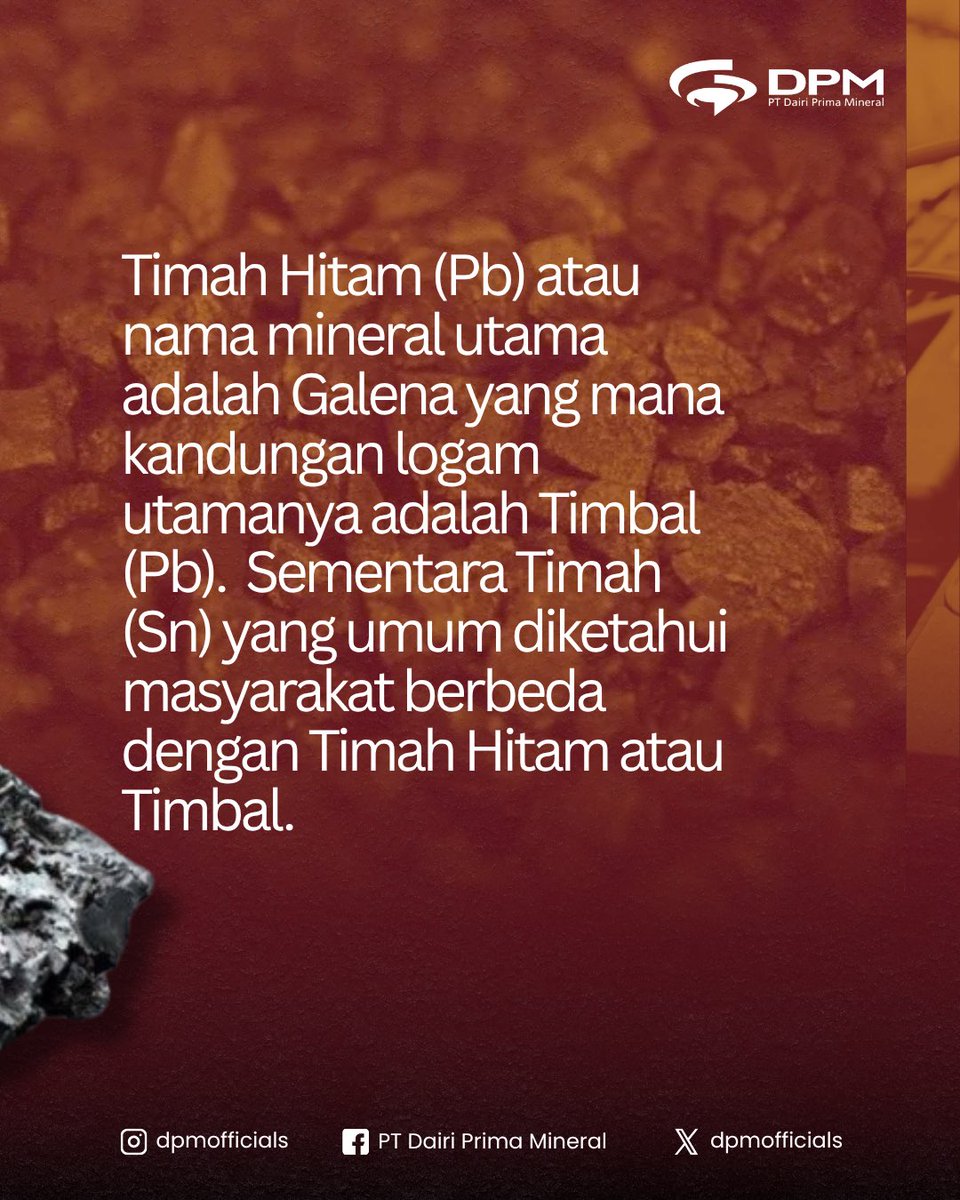 DPMofficials's tweet photo. Timah Hitam atau Timbal (Pb) adalah mineral utama Galena, digunakan untuk baterai, konstruksi, hingga industri militer. Tambang Pb &amp; Zn milik PT Dairi Prima Mineral berada di Dairi, Sumut. Yuk kenali bedanya!
#PTDairiPrimaMineral #PemberdayaanMasyarakat #RevolutionizingMining https://t.co/MRlotFjCDW