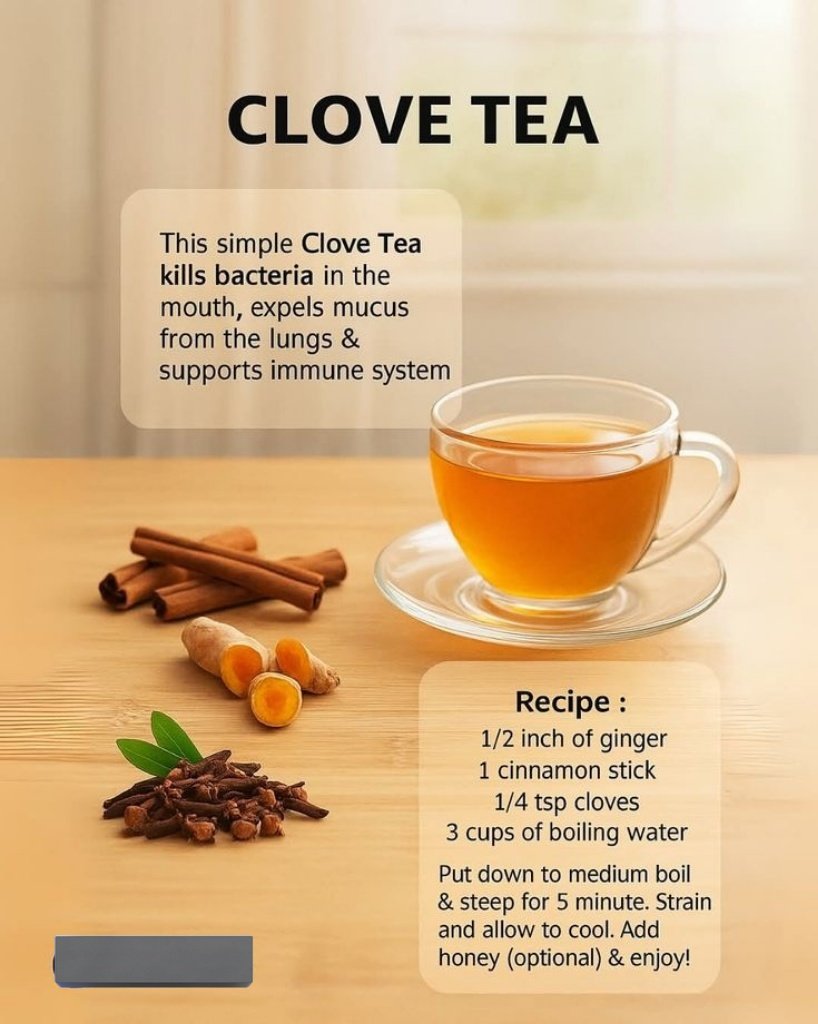 ononoherbals's tweet image. 🚨 CLOVE TEA
This simple Clove Tea
kills bacteria in the
mouth, expels mucus
from the lungs &
supports immune system
➡️ Recipe :
1/2 inch of ginger
1 cinnamon stick
1/4 tsp cloves
3 cups of boiling water
Put down to medium boil
& steep for 5 minute. Strain
and allow to cool.…