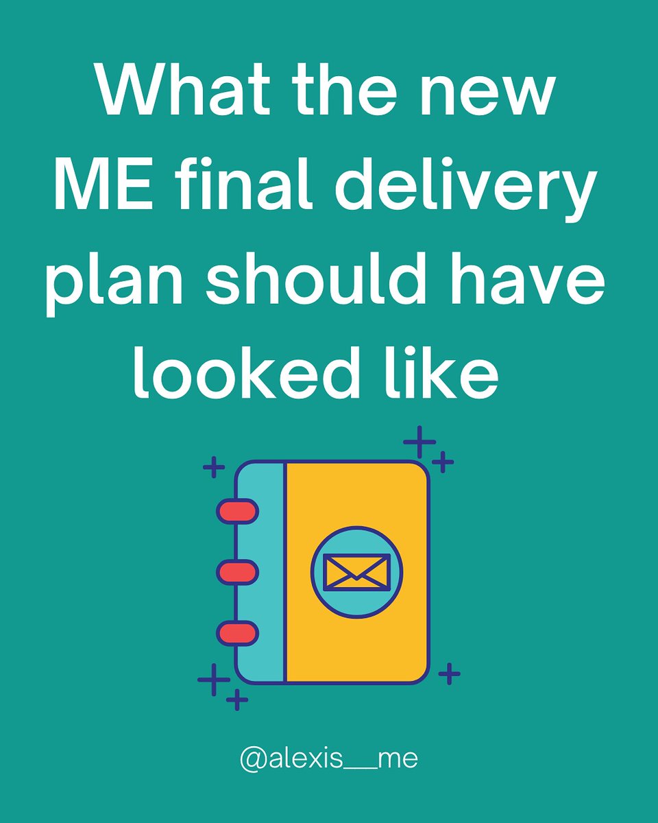 Katy B (@katybruce108) on Twitter photo Dr & Public Health expert & #pwME LC Dr Alexis Gilbert <a href="/alexis___me/">Alexis</a> has read the #ME Delivery Plan & created this thread on what the plan must include
We need <a href="/AshleyDalton_MP/">Ashley Dalton MP</a> <a href="/wesstreeting/">Wes Streeting</a> <a href="/DHSCgovuk/">Department of Health and Social Care</a> to implement these recommendations if the plan is to be effective for #pwME
🧵 Dr & Public Health expert & #pwME LC Dr Alexis Gilbert <a href="/alexis___me/">Alexis</a> has read the #ME Delivery Plan & created this thread on what the plan must include
We need <a href="/AshleyDalton_MP/">Ashley Dalton MP</a> <a href="/wesstreeting/">Wes Streeting</a> <a href="/DHSCgovuk/">Department of Health and Social Care</a> to implement these recommendations if the plan is to be effective for #pwME
🧵
