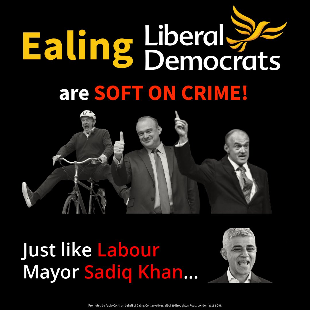 Ealing_Tories's tweet image. Whilst the Ealing Conservatives have concerns about spiralling crime, the Ealing Lib Dems are more concerned about facial recognition used to catch criminals.
Only the Ealing Conservatives are committed to working closely with the police to make our town centres safe.