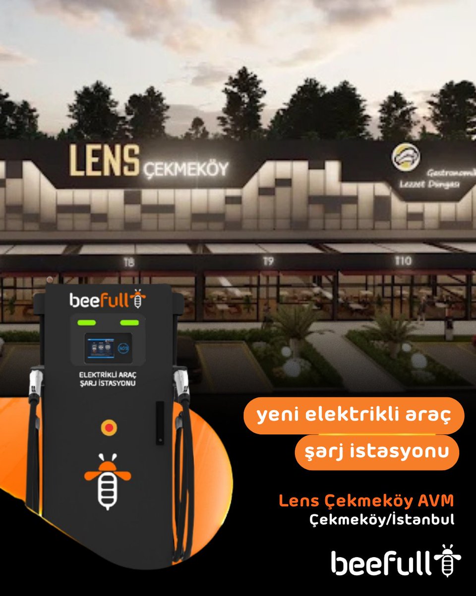 🔋⚡ 120 kW DC yüksek hızlı elektrikli araç şarj istasyonlarımız Çekmeköy Lens AVM'de sizleri bekliyor!