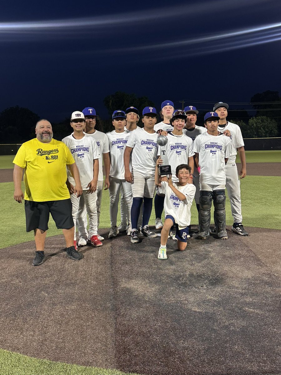 Texas Rangers Youth Academy (@rangersya) on Twitter photo Prospects win the 2025 Rangers NIKE RBI 15U Wood Bat Tournament 🏆 Prospects win the 2025 Rangers NIKE RBI 15U Wood Bat Tournament 🏆